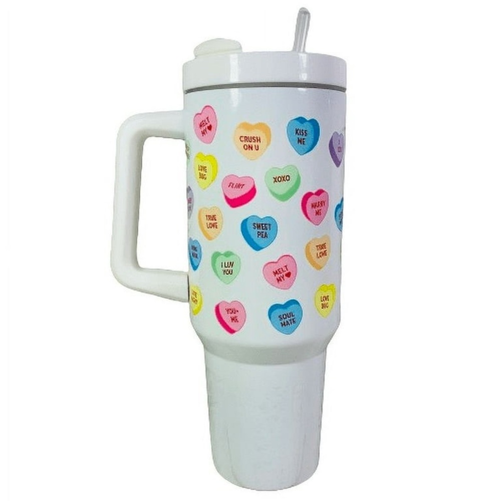 Sweethearts 40oz Stainless Steel Tumbler - Valentine's Day Hearts NWT